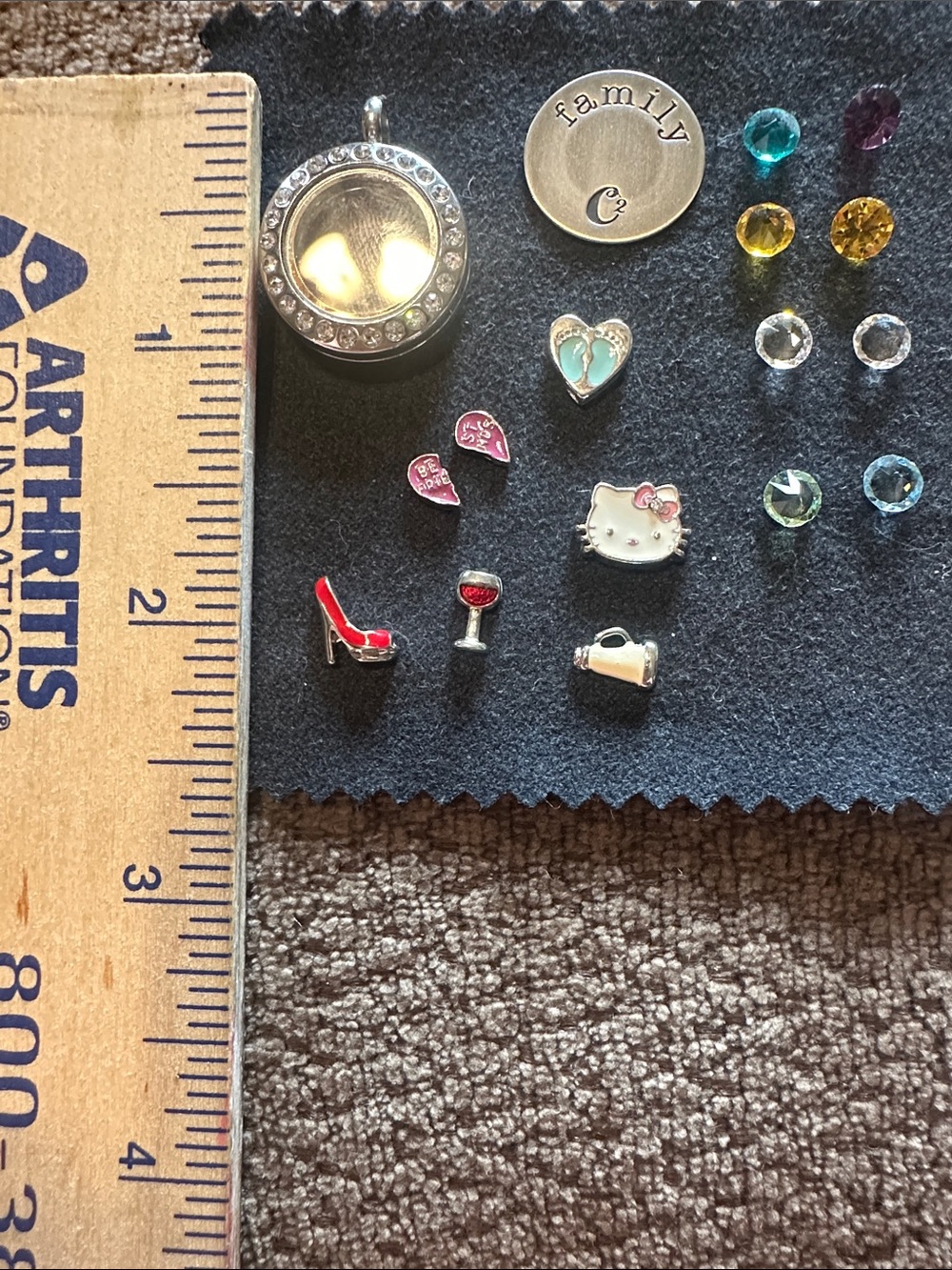 Origami Owl Silver Floating Charm Locket with Multicolored Charms BUNDLE